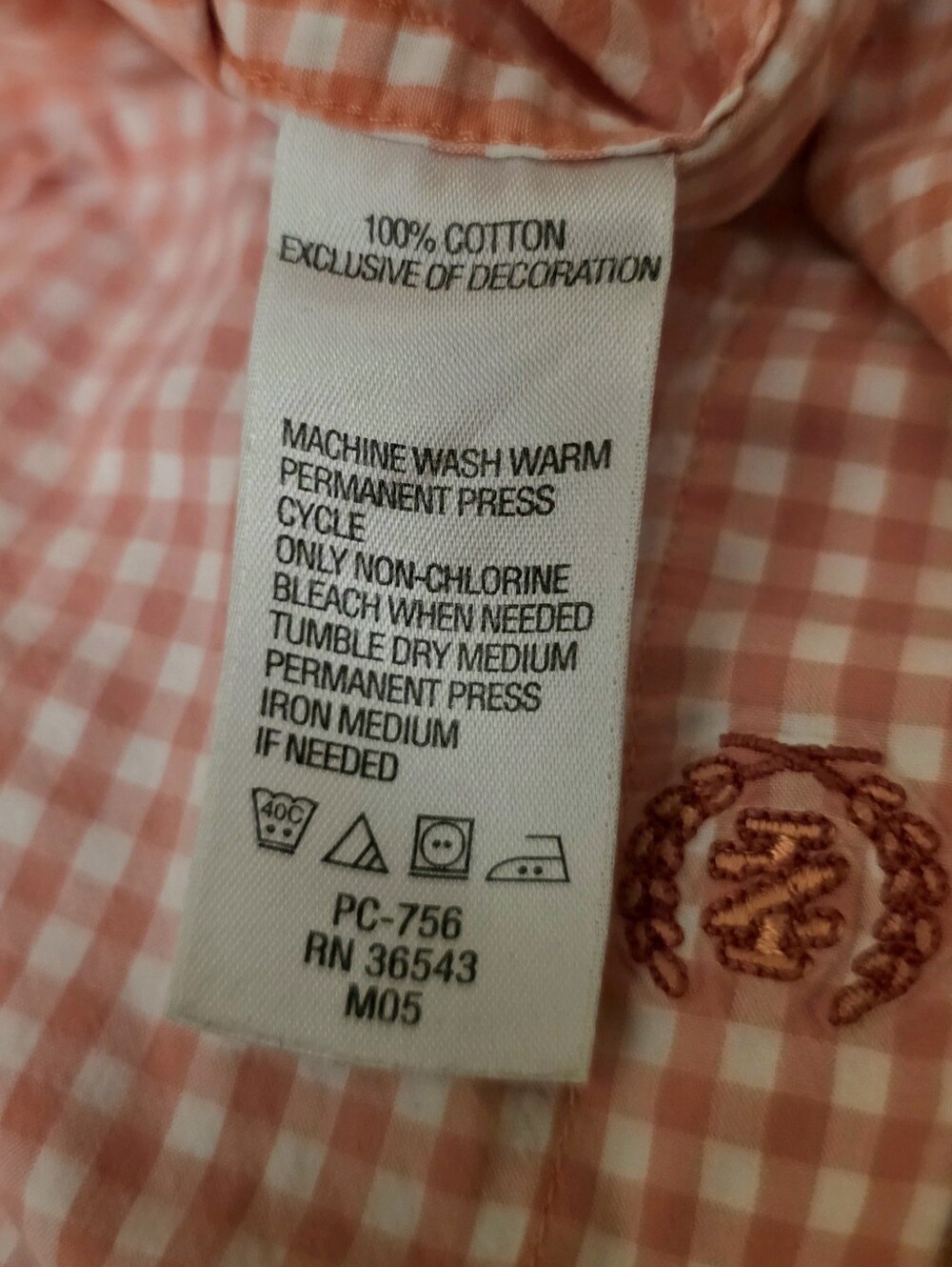 IZOD Pink & White Gingham 100% Cotton Long Sleeve Button-Up Shirt Women's 2X - Picture 8 of 9